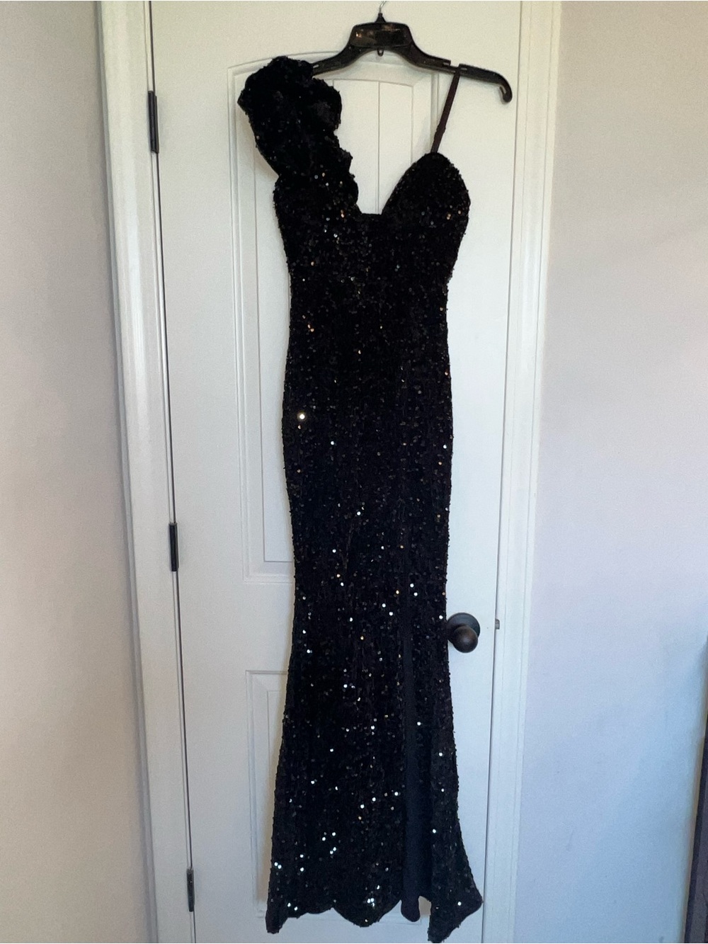 Fashion Nova  Velvet Sequin Gown in Black